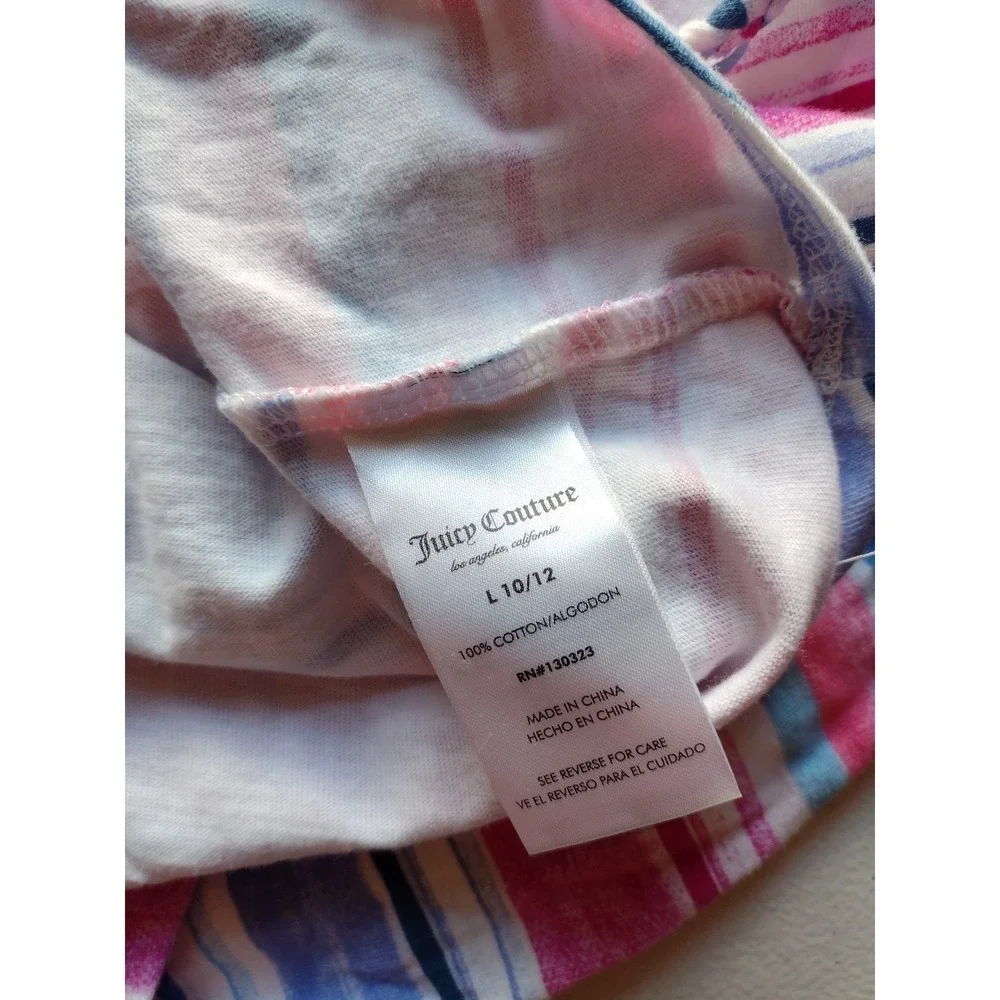 Juicy Couture‎ Girls Pink Blue Striped High-Low Dress Size L 10/12 NWT